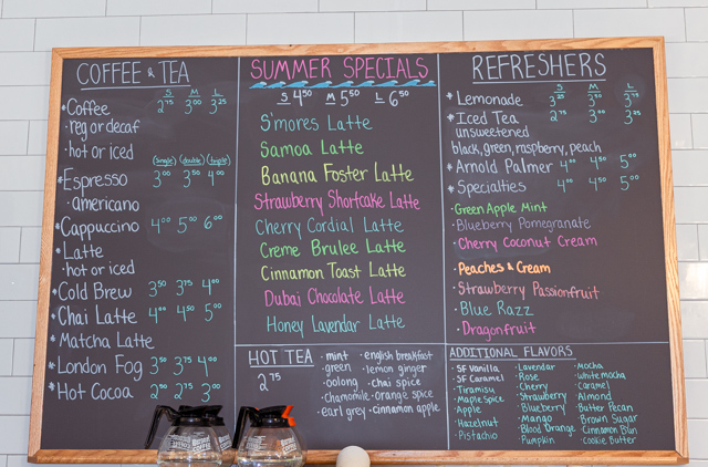 Menu Board at Brew Cafe and Bistro