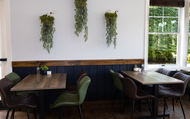Sunlit dining room inside Brew Cafe and Bistro